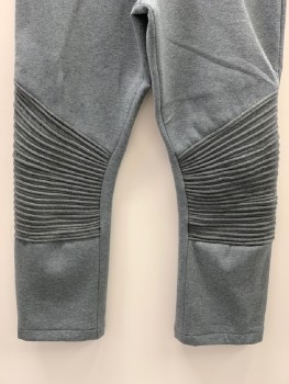 NO LABEL, Gray, Polyester, Cotton, Heathered, F.F, Zip Front, Pipping Detail On Knee, Made To Order,