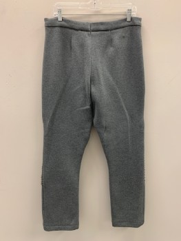 Mens, Sci-Fi/Fantasy Pants, NO LABEL, Gray, Polyester, Cotton, Heathered, 34/29, F.F, Zip Front, Pipping Detail On Knee, Made To Order,