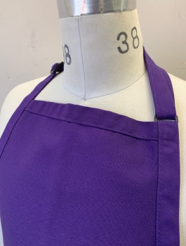 N/L, Purple, Poly/Cotton, Solid, Twill, Short Apron,  3 Pockets/Compartments, Adjustable Strap at Neck, Self Ties at Waist
