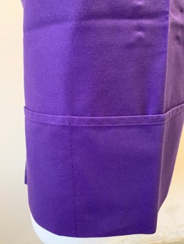 N/L, Purple, Poly/Cotton, Solid, Twill, Short Apron,  3 Pockets/Compartments, Adjustable Strap at Neck, Self Ties at Waist