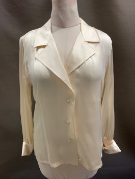 CHARVET, Ivory White, Silk, Solid, L/S, Button Front, French Cuffs, Notched Lapel, Self Satin Buttons