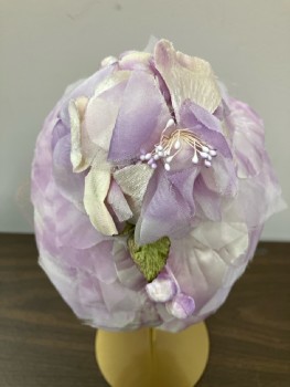Womens, Hat, N/L, Lilac/ Cream, Flower Petals