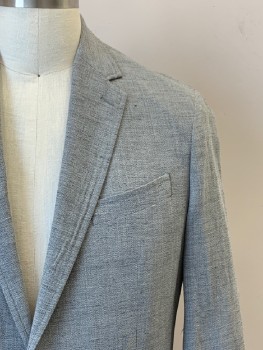 Mens, Sportcoat/Blazer, BANANA REPUBLIC, Gray, Dk Gray, Wool, Linen, Heathered, 40R, L/S, 2 Buttons, Single Breasted, Notched Lapel, 3 Pockets,