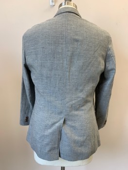 Mens, Sportcoat/Blazer, BANANA REPUBLIC, Gray, Dk Gray, Wool, Linen, Heathered, 40R, L/S, 2 Buttons, Single Breasted, Notched Lapel, 3 Pockets,