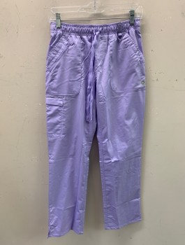 Womens, Nurse, Pant, EON MAVEN, Lavender Purple, Polyester, Rayon, Solid, XS, Drawstring, 3 Patch Pockets with Zipper, Cargo Pocket, 2 Welt Pockets, Metal D Ring