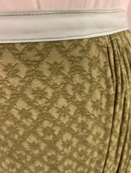 Womens, Historical Fiction Skirt, NL, Moss Green, Rayon, Print, W 36, Gathered Waist with 8" Flat Front, Back Zipper