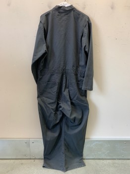 Mens, Coveralls/Jumpsuit, Red Kap, Charcoal Gray, Polyester, Cotton, Solid, 46, L/S, C.A., Zip Front, Chest Pocket, Slant Pockets