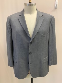 STRUCTURE, Medium Gray, Wool, Heathered, Single Breasted, 3 Buttons, 3 Pockets, Notched Lapel, Single Vent