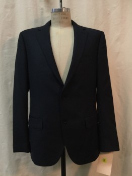Mens, Suit, Jacket, BARTORELLI NAPOLI, Navy Blue, Wool, Solid, Birds Eye Weave, 54 R, Single Breasted, 2 Buttons,  Notched Lapel,