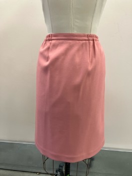 HABERDASHERY, Dusty Pink Poly Twill, A-line, Below Knee, Front Flap Opening with Side Buttons And Tabs, 2 Pckts, Slight Gathers, Elastic Back Side Waist