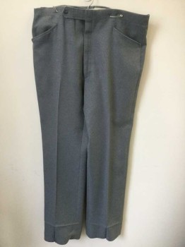 Mens, Slacks, TOWN HALL ACTION FLE, Gray, Polyester, Solid, Ins:28, W:38, Twill, Flat Front, Tab Waist with 1 Button, Zip Fly, Elastic Inner Waistband, Straight Leg,