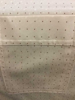 Mens, Casual Shirt, JOEL, Beige, Brown, Polyester, Polka Dots, 36, 16.5, Beige Self Polka Dot Jacquard with Brown Polka Dots, Long Sleeves, Button Front, Collar Attached, 1 Pocket,