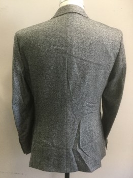 Mens, Sportcoat/Blazer, Z ZEGNA, Black, Lt Gray, Wool, 2 Color Weave, 40R, Single Breasted, 2 Buttons,  3 Pockets, Notched Lapel, 2 Back Vents,