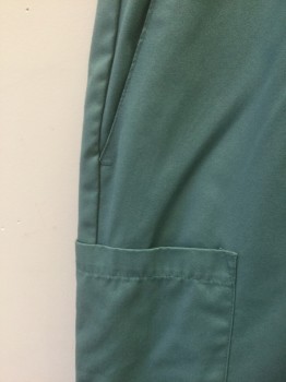 SD, Sea Foam Green, Poly/Cotton, Solid, Elastic Waist, Drawstring at Inside Waist, 5 Pockets Total: 2 Side Seam Pockets, 1 Back Patch Pocket, 2 Patch Pockets at Hips