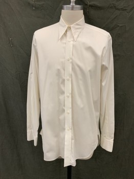 Mens, Shirt, DARCY, Off White, Cotton, Solid, 36, 15.5, Button Front, Collar Attached, Long Sleeves, Button Cuff,