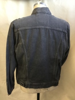 Mens, Jean Jacket, LEVI'S , Gray, Cotton, Solid, M, Gray Denim Jean, Collar Attached, Brass Button Front, Long Sleeves, 4 Pockets