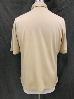 COUNTESS WARA, Beige, Cotton, Polyester, Solid, 4 Button Placket, Collar Attached, Short Sleeves, 1 Pocket, *Shoulder Burn*