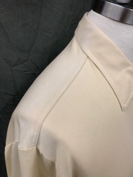 COUNTESS WARA, Beige, Cotton, Polyester, Solid, 4 Button Placket, Collar Attached, Short Sleeves, 1 Pocket, *Shoulder Burn*