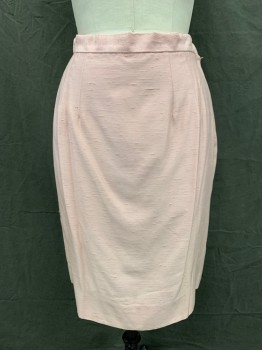 Womens, 1960s Vintage, Skirt, JR THEME, Lt Pink, Silk, Solid, W 28, Pencil Skirt, Side Zip, Darts,