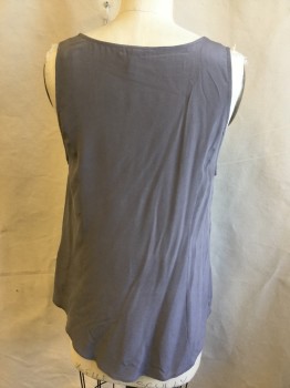 Womens, Top, JOIE, Gray, Silk, Solid, M, Scoop Neck, 1.5" Straps, Flare Bottom, Curved Hem