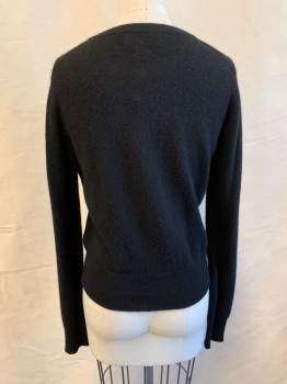 Womens, Cardigan Sweater, CHARTER CLUB, Black, Cashmere, Solid, XS, Button Front, Long Sleeves, Ribbed Knit Cuff/Waistband