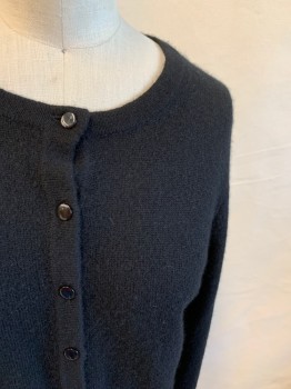 Womens, Cardigan Sweater, CHARTER CLUB, Black, Cashmere, Solid, XS, Button Front, Long Sleeves, Ribbed Knit Cuff/Waistband