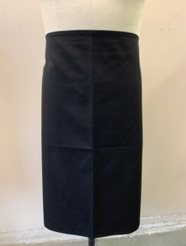 Unisex, Apron, N/L, Black, Polyester, Solid, No Pockets, Below Knee Length, Webbed Ties at Waist