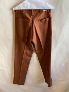 Mens, Pants, NL, Terracotta Brown, Polyester, 30/29, Top Pockets,  Zip Front, F.F, 2 Welt Pockets