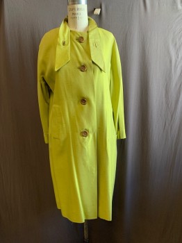 MAR-DEL BY RICE, Lime Green, Silk, Solid, C.A., 4 Large GoldButtons, 2 Pockets,