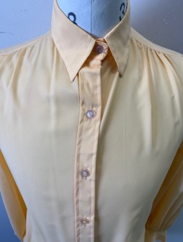 Womens, Blouse, TRY 1 , Melon Orange, Polyester, Solid, 10, Collar Attached, Button Front,