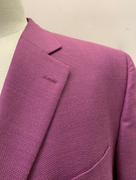 Mens, Sportcoat/Blazer, JACK VICTOR, Purple, Pink, Wool, 2 Color Weave, 52L, Notched Lapel, Single Breasted, Button Front, 2 Buttons, 3 Pockets