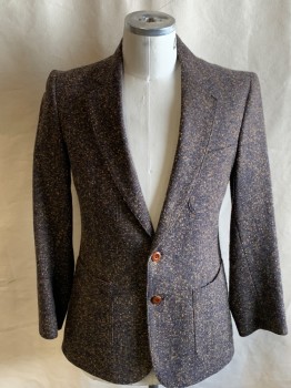 CAMPUS, Black, Camel Brown, Gray, Wool, Tweed, Notched Lapel, 2 Button Single Breasted, 3 Pockets, Half Lining, Double Vent