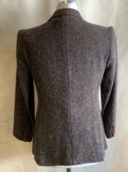 CAMPUS, Black, Camel Brown, Gray, Wool, Tweed, Notched Lapel, 2 Button Single Breasted, 3 Pockets, Half Lining, Double Vent
