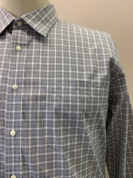 Mens, Casual Shirt, NORDSTROM, Black, White, Gray, Cotton, Plaid - Tattersall, 35, 17.5, L/S, Button Front, Collar Attached, Chest Pocket