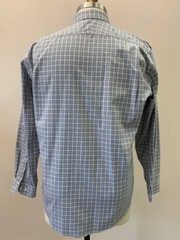 Mens, Casual Shirt, NORDSTROM, Black, White, Gray, Cotton, Plaid - Tattersall, 35, 17.5, L/S, Button Front, Collar Attached, Chest Pocket