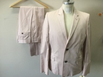 HENTSCH MAN, Lt Pink, Cotton, Solid, Notched Lapel, 2 Button Front, 2 Pockets,
