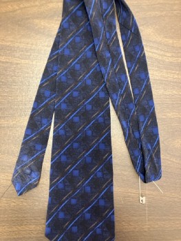 VAN HEUSEN, Heather Black/navy with Ghostly Blue Squares And Broken Gray And Royal Paint Stripe
