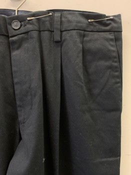Mens, Slacks, DOCKERS, Black, Cotton, Solid, 36/33, Pleated Front, 4 Pockets, Zip Fly