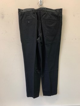 Mens, Slacks, DOCKERS, Black, Cotton, Solid, 36/33, Pleated Front, 4 Pockets, Zip Fly