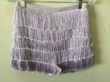 FOREVER 21, Lavender Purple, Rubber, Acrylic, Solid, Multi Layer Lavender Fringe Shorts, Side Zip