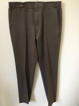 LEVI'S ACTION SLACKS, Brown, Polyester, Solid, Dusty Brown, Flat Front, Zip Fly, 4 Pockets, Straight Leg,