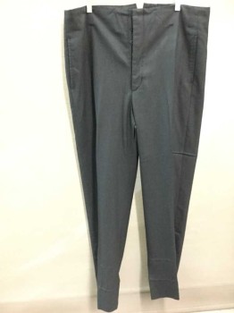 MTO, Charcoal Gray, Wool, Solid, F.F, Bttn Fly, Suspender Buttons, Split Back Waist, *Ripped Inseam, Ripped Seam Hem