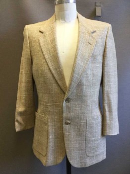 NINO CERUTTI, Oatmeal Brown, Mint Green, Tan Brown, Wool, Synthetic, Plaid, Tweed, 2 Button Single Breasted, , 2 Patch Pockets, 1 Welt Pocket, 2 Vent Slits at Back. Shortened Sleeves