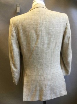 Mens, Blazer/Sport Co, NINO CERUTTI, Oatmeal Brown, Mint Green, Tan Brown, Wool, Synthetic, Plaid, Tweed, 40R, 2 Button Single Breasted, , 2 Patch Pockets, 1 Welt Pocket, 2 Vent Slits at Back. Shortened Sleeves