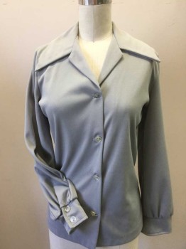 Womens, Blouse, N/L, Gray, Polyester, Solid, B 34, Gray, Collar Attached, Button Front, Long Sleeves,