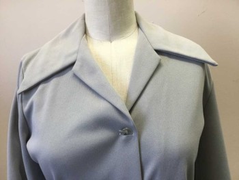 N/L, Gray, Polyester, Solid, Gray, Collar Attached, Button Front, Long Sleeves,