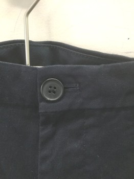UNIQLO, Navy Blue, Cotton, Spandex, Solid, Twill, Flat Front, Zip Fly, 4 Pockets, Slim Leg, **Has a Double