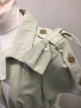 Womens, Dress, Short Sleeve, VALENTINO, Khaki Brown, Cotton, Solid, B:38, Twill Trench Coat Style Dress, Short Sleeves, Double Breasted, Epaulettes at Shoulders with 3D Self Bows, Collar Attached, Hem Above Knee, 2 Pockets with Button Flap Closures, Belt Loops, **2 Piece with Matching Self Fabric BELT