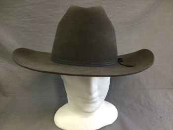 Mens, Cowboy Hat, BEAVER HATS, Dk Khaki Brn, 7 1/4, Fur Felt Beaver, Cattleman's Crease, Self Color Hat Band