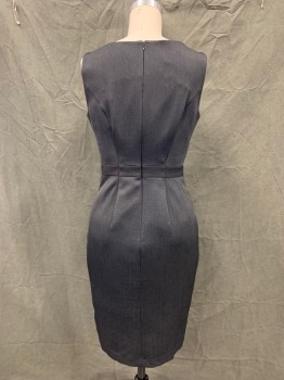 F&F, Charcoal Gray, Black, Polyester, Check - Micro , Scoop Neck, Princess Seams, 1/2 Waistband, Zip Back, Off Center Front Slit